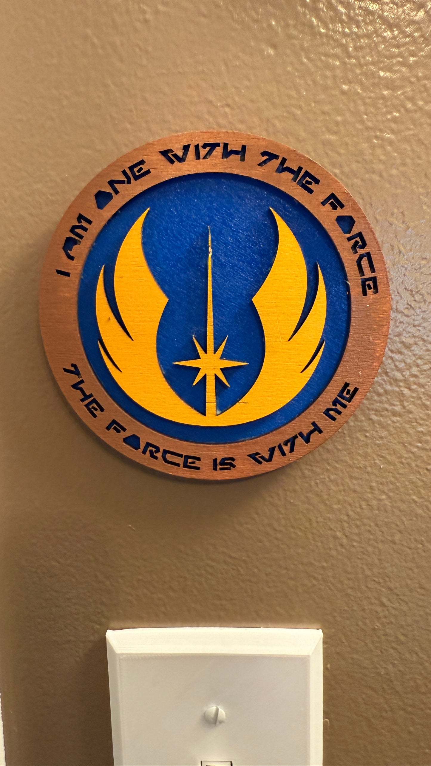 Jedi Wall Art (Small) - Star Wars inspired crest with "I Am One With the Force, The Force Is With Me."