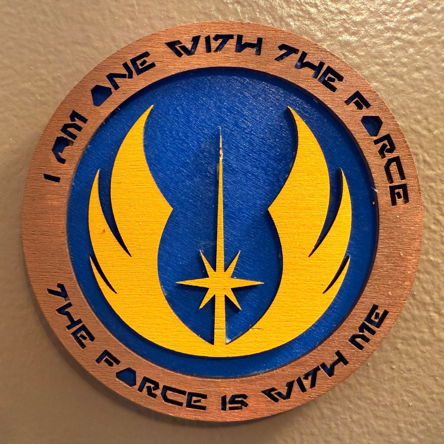 Jedi Wall Art (Small) - Star Wars inspired crest with "I Am One With the Force, The Force Is With Me."
