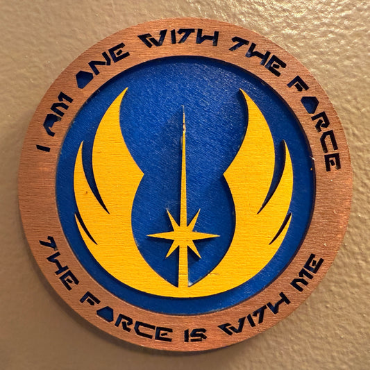 Jedi Wall Art (Small) - Star Wars inspired crest with "I Am One With the Force, The Force Is With Me."