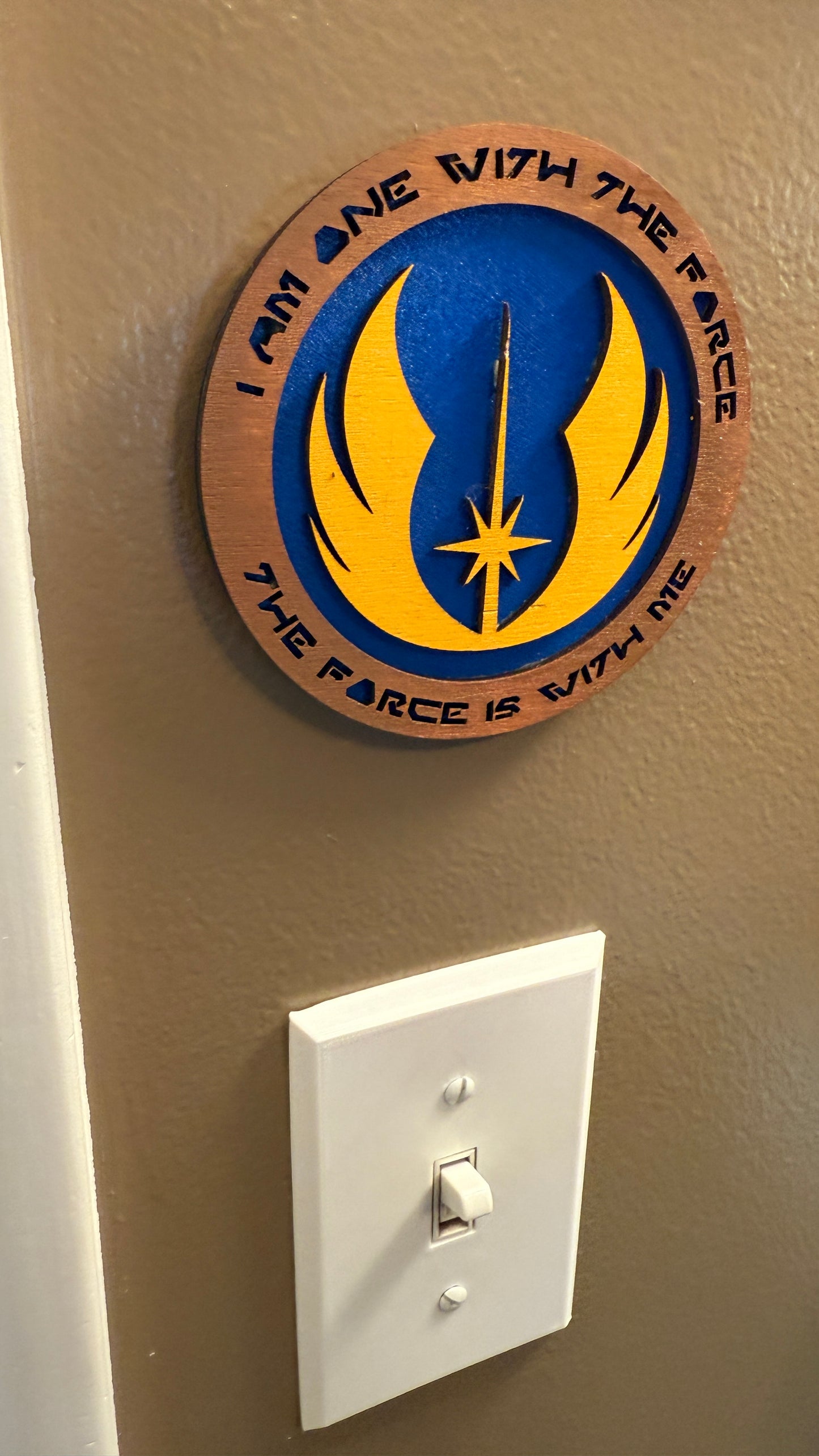Jedi Wall Art (Small) - Star Wars inspired crest with "I Am One With the Force, The Force Is With Me."