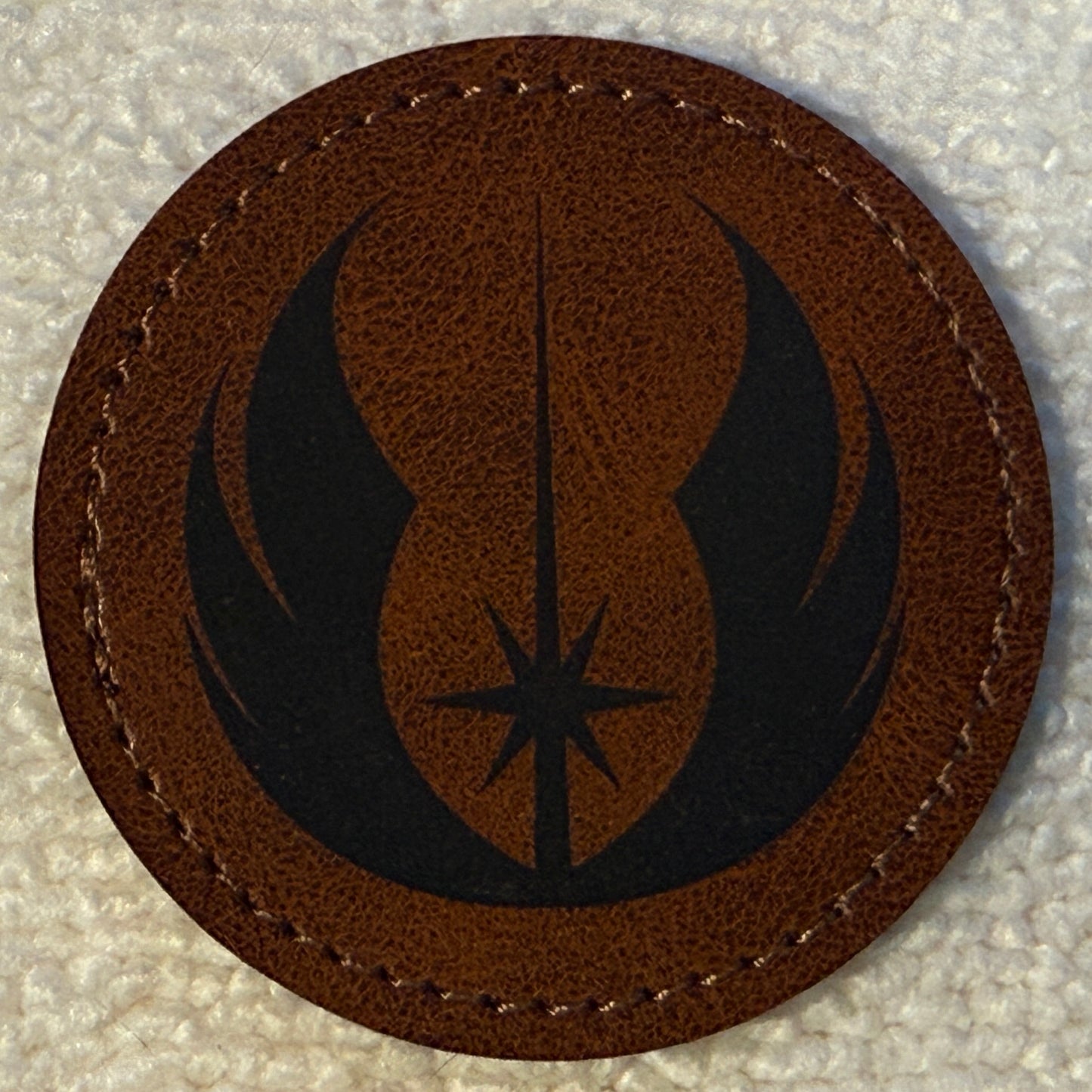 Jedi round leather patch - laser engraved