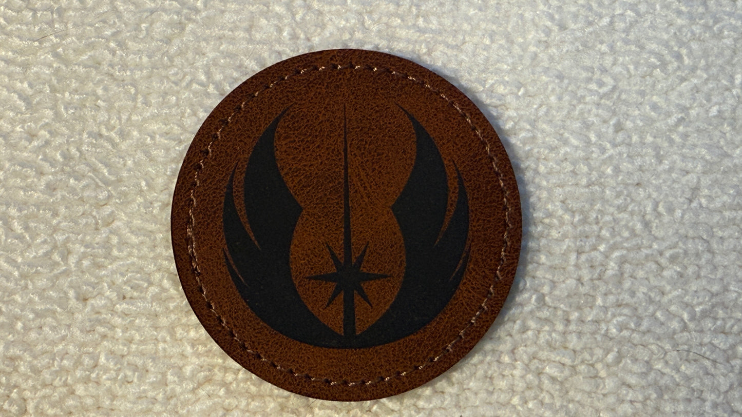 Jedi round leather patch - laser engraved
